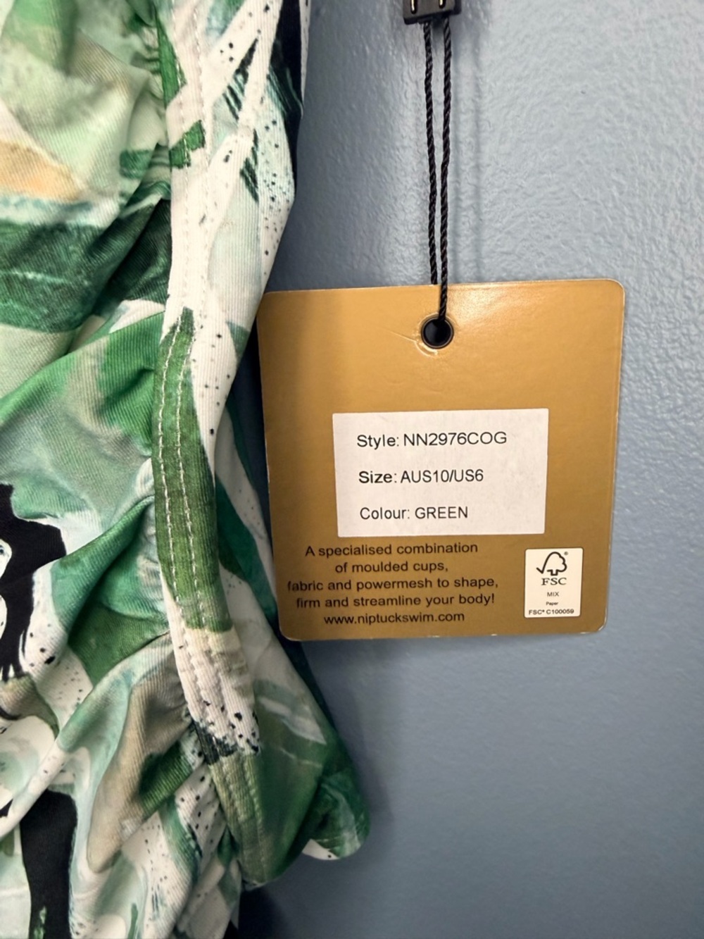 NWT Nip Tuck Swim Green Palm One-Piece Swimsuit | Size 6 - Picture 3 of 7